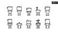 Toilet icon line bowl sanitaryware vector