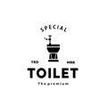 Toilet hipster silhouette logo bowl sanitaryware vector bathroom