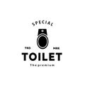 Toilet silhouette hipster logo bowl sanitaryware vector bathroom