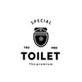 Toilet silhouette hipster logo bowl sanitaryware vector bathroom