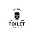 Toilet silhouette hipster logo bowl sanitaryware vector bathroom