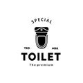 Toilet silhouette hipster logo bowl sanitaryware vector bathroom