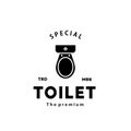 Toilet silhouette hipster logo bowl sanitaryware vector bathroom