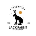 vintage retro hipster jack rabbit logo vector outline Royalty Free Stock Photo
