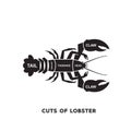 vector illustration guide Meat cuts set. lobster Butcher Poster Royalty Free Stock Photo