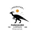 jurassic dinosaur, parasaurolophus logo vector silhouette art icon