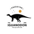 hipster dinosaur, iguanadon logo vector silhouette art icon Royalty Free Stock Photo