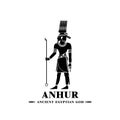 Ancient egyptian god anhur silhouette Royalty Free Stock Photo