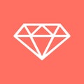 Diamond icon white on a Coral color background