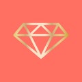 Diamond icon gold on a Coral color background