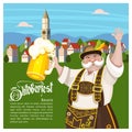 Oktoberfest. Annual traditional beer festival in Germany. Vector illustration