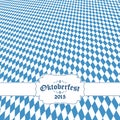 Oktoberfest background with blue-white checkered pattern