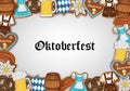 Oktoberfest background with gingerbread cookies frame