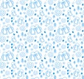 Oktoberfest background pattern with beer mugs, pretzels and trees.