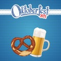 Oktoberfest background 2021 with pretzel and beer