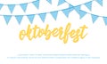 Oktoberfest banner. Background with Oktoberfest hand lettering and checkered buntings. Royalty Free Stock Photo