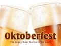 Oktoberfest banner with realistic glasses of beer isolated on white background