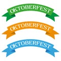 Oktoberfest banners in bavarian colors vector set. Bavaria festival white and blue Oktoberfest ribbon. Munich design national icon Royalty Free Stock Photo