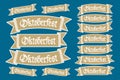 Oktoberfest banners in bavarian colors vector set. Bavaria festival white and blue Oktoberfest ribbon. Munich design national icon Royalty Free Stock Photo