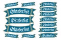 Oktoberfest banners in bavarian colors vector set. Bavaria festival white and blue Oktoberfest ribbon. Munich design national icon