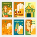 Oktoberfest banners and cards in flat style