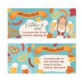 Oktoberfest banners set. Beer festival celebration. Stock vector illustration in flat cartoon style.