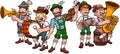 Oktoberfest Bavarian Musicians Set. Vector illustration with simple gradients.