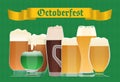 Oktoberfest beer celebration poster. Beer Oktoberfest German festival vector background.