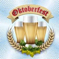 Oktoberfest Beer festival celebration. Abstract blue geometric background