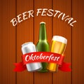 Oktoberfest beer festival, Celebratory cover of the event. Royalty Free Stock Photo