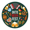 Oktoberfest beer festival design in flat style Royalty Free Stock Photo