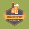 Oktoberfest beer festival flat illustration badge Royalty Free Stock Photo