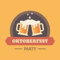 Oktoberfest beer festival flat illustration badge