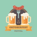 Oktoberfest beer festival flat illustration badge Royalty Free Stock Photo