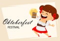 Oktoberfest, beer festival. Funny woman