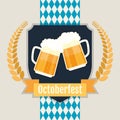 Oktoberfest beer festival logo design. Flat Illustration. Royalty Free Stock Photo