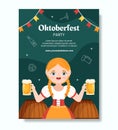 Oktoberfest Beer Festival Poster Template Cartoon Background Vector Illustration Royalty Free Stock Photo