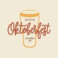 Oktoberfest beer festival typography emblem. Vector vintage illustration. Royalty Free Stock Photo