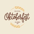 Oktoberfest beer festival typography emblem. Vector vintage illustration. Royalty Free Stock Photo