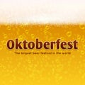 Oktoberfest beer festival vector poster, bubbles and foam background Royalty Free Stock Photo