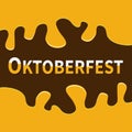 Oktoberfest Beer Flowing down alcohol frame. Flat design Brown background