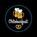 Oktoberfest beer mugs logo on black background Royalty Free Stock Photo