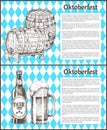 Oktoberfest Beer Objects Set Hand Drawn Icons