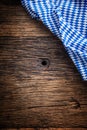 Oktoberfest. The blue checkered tablecloth or napkin typical of the Munich Beer Festival in the German Oktoberfest. Royalty Free Stock Photo