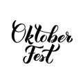 Oktoberfest calligraphy hand lettering isolated on white. Traditional Bavarian beer festival. Easy to edit vector template for