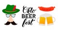 Oktoberfest calligraphy hand lettering isolated on white. Traditional German beer festival. Easy to edit vector template for your