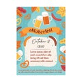 Oktoberfest card. Beer festival celebration. Stock vector illustration in flat cartoon style.