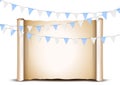 Oktoberfest card design template. Bright buntings garlands