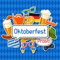 Oktoberfest card with photo booth stickers. Design for festival and party