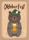 OktoberFest Cartoon Cute Animal Bear October Beer Festival